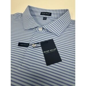 NWT Peter Millar Sawyer Performance Jersey Golf Polo Shirt Blue Striped XXL $115